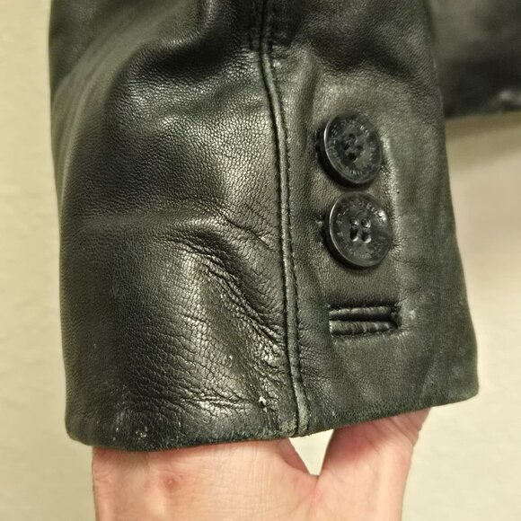 Vintage Wilsons Leather Black Cropped Blazer Jacket Soft Tailored M - Picture 4 of 16